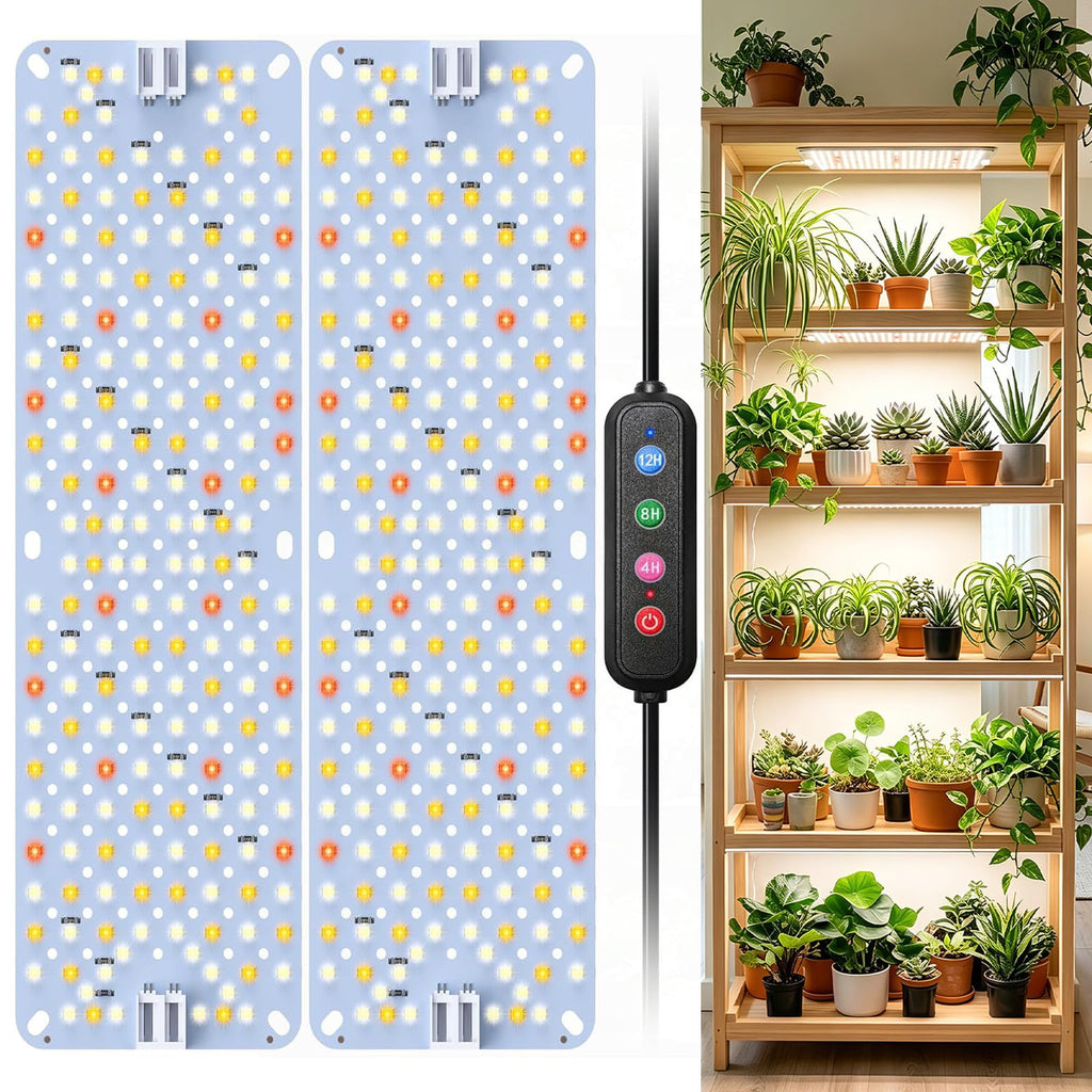 SDOVUERC Full Spectrum 384 LEDs Grow Lights, 24W Plant Grow Lights for Indoor Plants with Daisy Chain Function, Sunlike Spectrum,4/8/12/16/20H Timer for Seed Starting(Pack2)