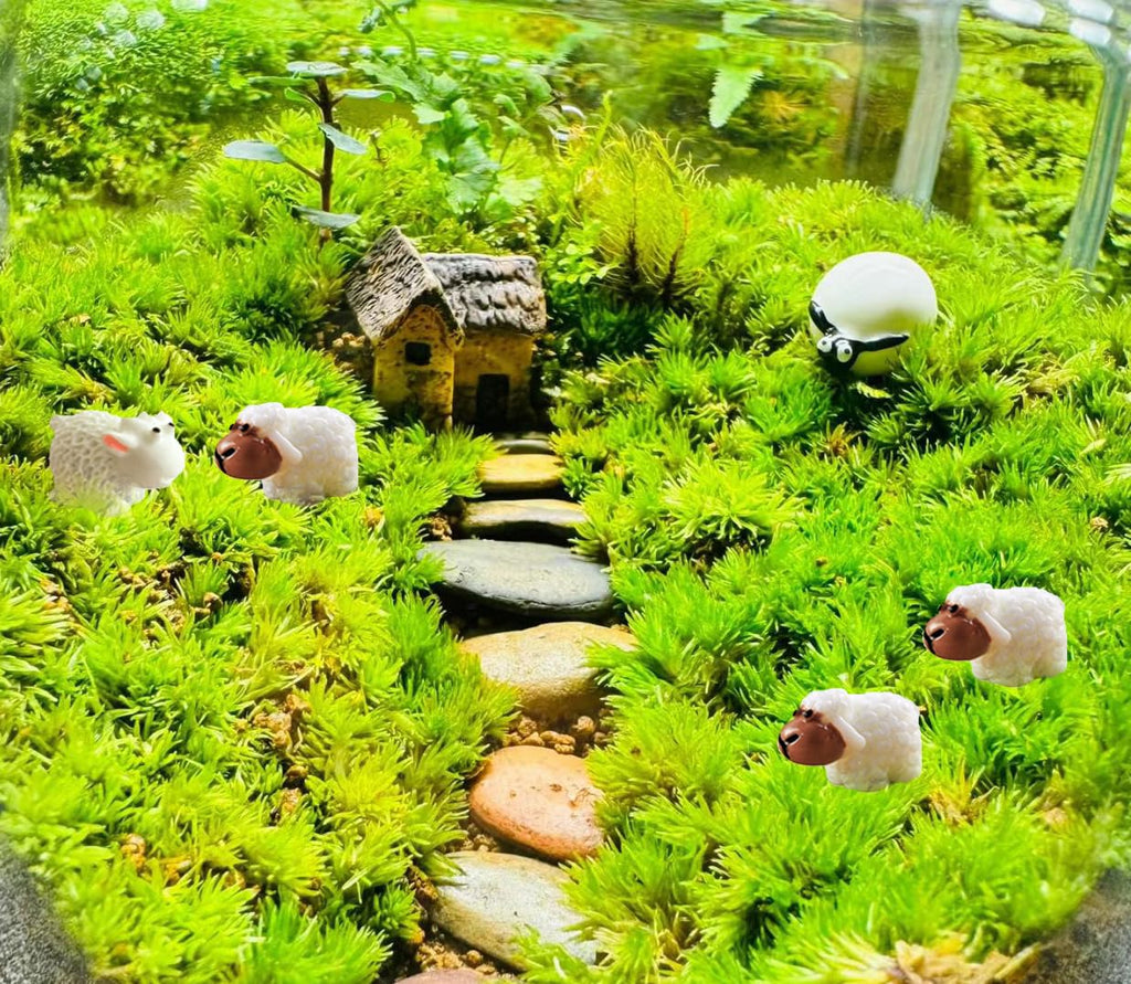Jxpinet 150 Pcs Mini Sheep Figurines Mini Resin Sheeps for Bonsai Micro Landscape Home Garden Decor Craft