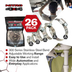 NITRO4X4 Stainless Steel Hose Clamps Set - 26 Pack Adjustable Hose Clamp (1/4 to 2-3/4 Inch, 6-70mm) - Heavy Duty Radiator Hose Clamps for Fuel Line, Plumbing, Automotive, and Mechanical Applications