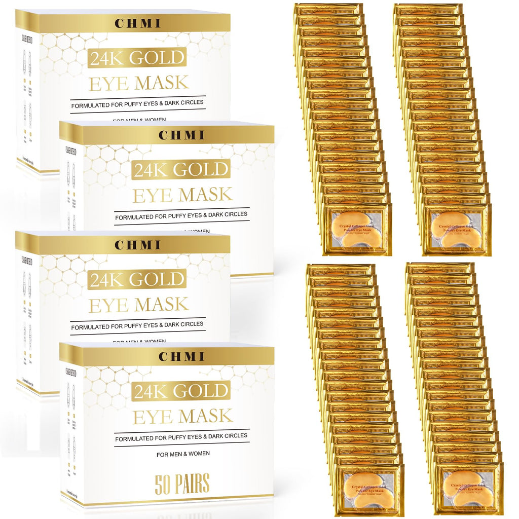 CHMI Under Eye Patches (200 Pairs) - 24K Gold Eye Patches for Puffy Eyes, Dark Circles, EyeBags and Wrinkles, Collagen Skin Care Products, Beauty & Personal Care