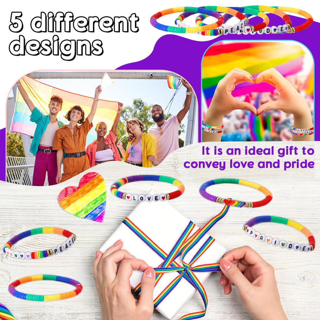 Tondiamo 30 Pcs Rainbow Gay Pride Bracelets LGBT Support Wristbands for Pride Day Month Parades Decorations Party Supplies Christmas Gifts(Peace)
