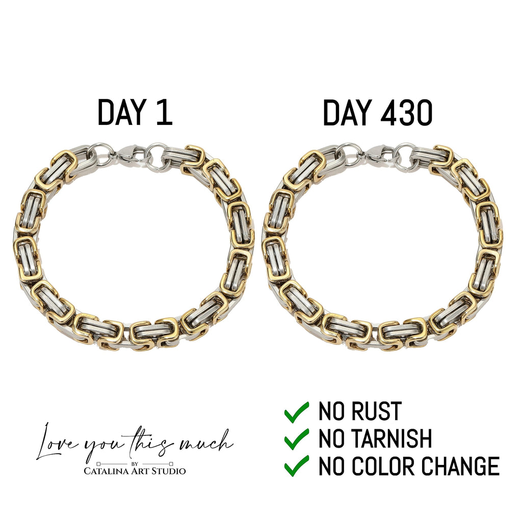 Love You This Much To My Husband Classic Steel Bracelet | Bracelets for Hubby | Best Gift for Husband Birthday (Twist Link Bracelet, Classic Stainless)