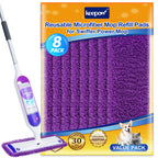 KEEPOW Reusable Power Mop Refills Pads Compatible with Swiffer PowerMop Mop - Power Mop Pads Refill - Washable Microfiber Pads for Multi-Surface Floor Cleaning, 8Pack