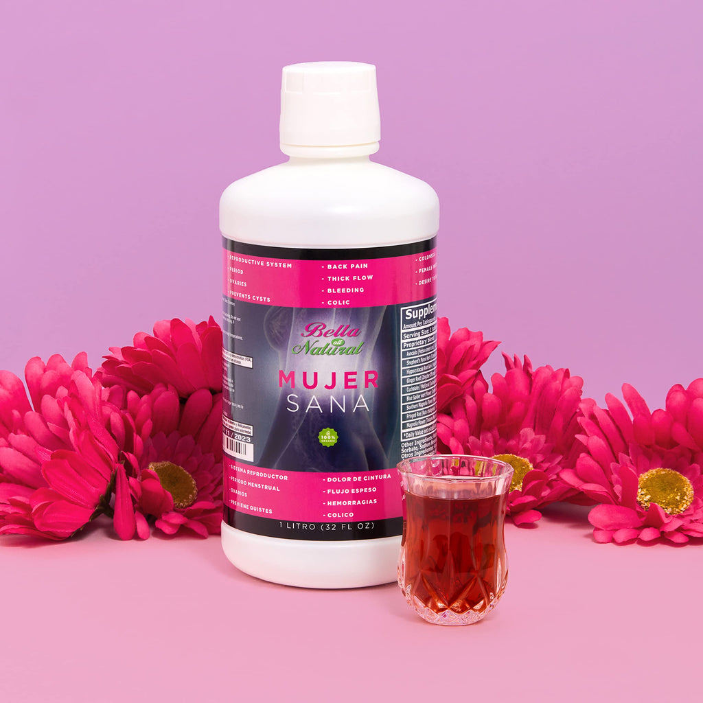 Bella All Natural Mujer Sana Healthy Woman, Hormonal imbalance, PCOS, Period Cramps - 1 Liter