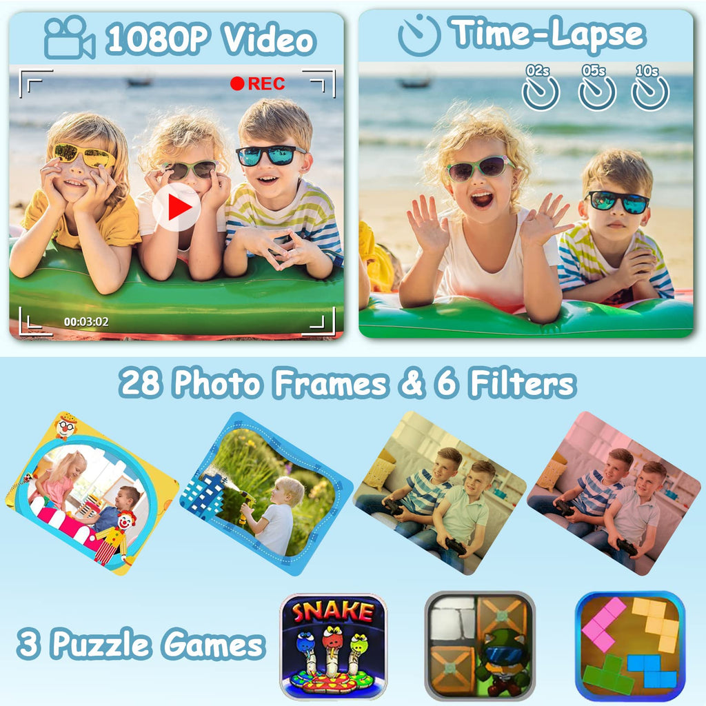 Agoigo Kids Waterproof Underwater Camera Toy for Boys Girls Ages 3-12, Blue