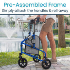Vive Mobility 3 Wheel Walker - Three Wheeled Rollator for Seniors - Lightweight, Foldable, Narrow, Heavy Duty - for Elderly Men Women - Folding 3-Wheel Tri Scooter with Basket Bag