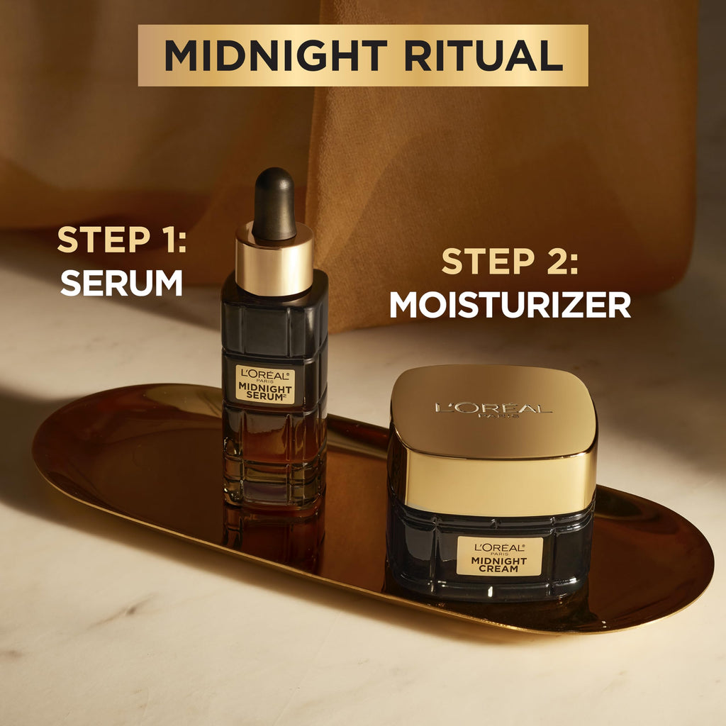 L'Oreal Paris Age Perfect Anti-Aging Midnight Face Cream, Fragrance-Free Face Moisturizer with Antioxidants to Reduce Wrinkles and Firm Skin, 1.7oz + Serum Sample