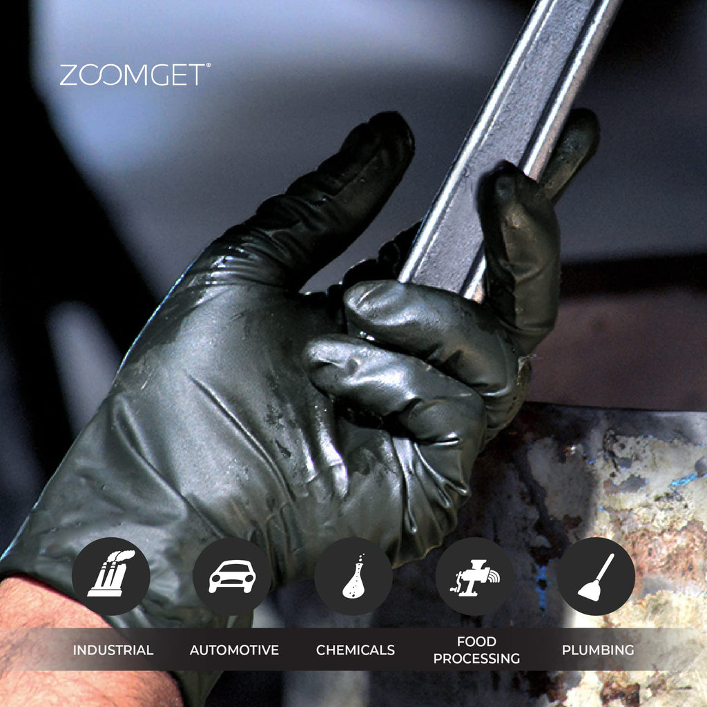 X3 Black Gloves, Disposable, Latex & Powder Free, Nitrile, for Cooking, Food Prep, 3 Mil, Size XX-Large, Box of 100
