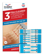 Clozex Emergency Laceration Closures - Repair Wounds Without Stitches, Skin Closure Device for 3 Individual Wounds Or Combine for Total Length of 4 1/4 Inches