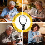 EVINYEP 2500mAh Magnifying Glass with Light, Upgrade LCD Display Screen 5X/10X Lighted Magnifier for Seniors & Low Vision, Hands Free Magnifier for Reading, Knitting, Cross Stitch & Crafts(Black)