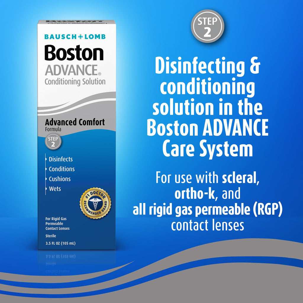 Boston Advance Conditioning Solution, Conditions & Wets Rigid Gas Permeable (RGP) Lens for Comfortable Wear, 3.5 Fl Oz (Pack of 2)