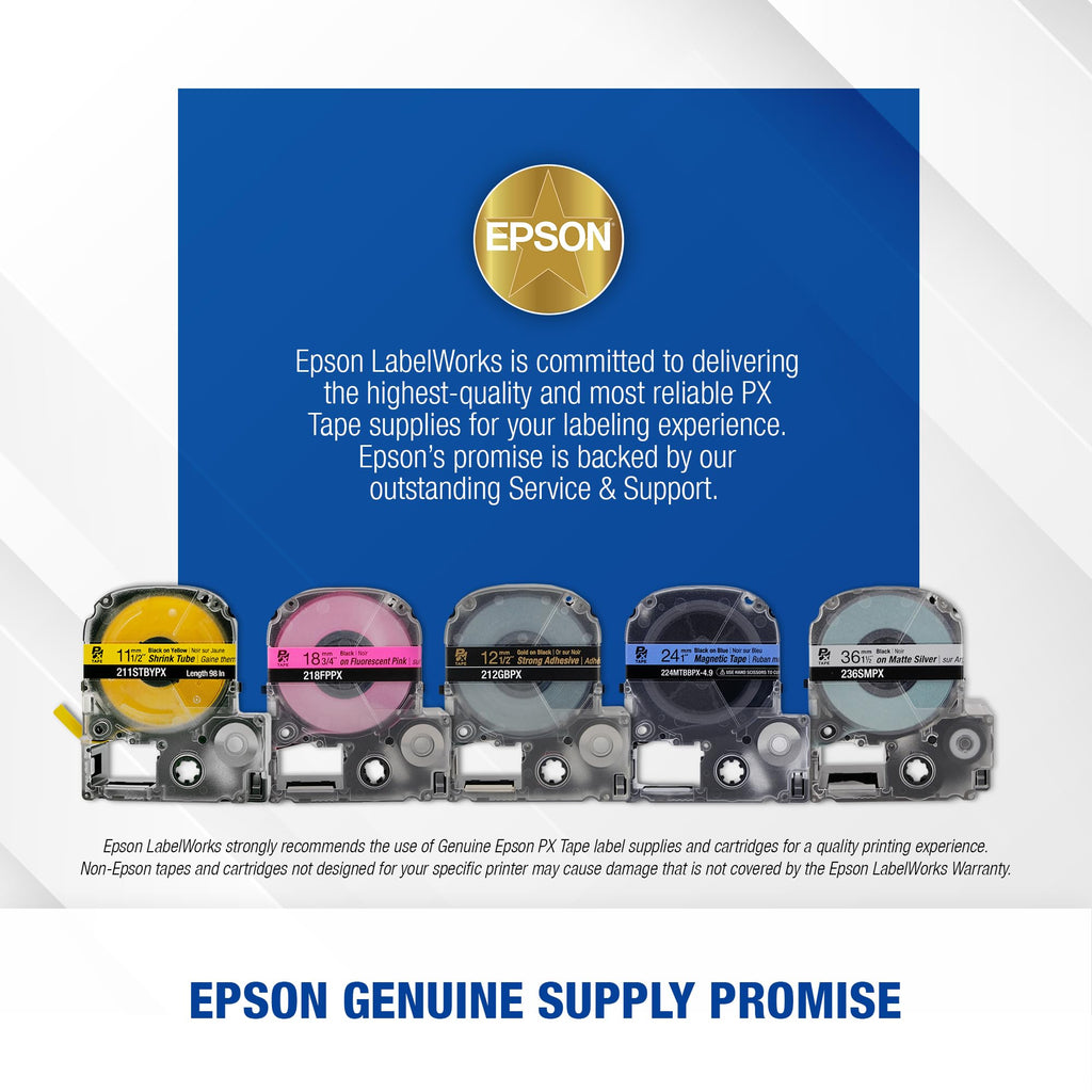 Epson LABELWORKS 212GCPX Genuine PET (Polyester) Tape Cartridge - Gold on Clear Label Maker Tape - 1/2" (12MM) Wide, 30'