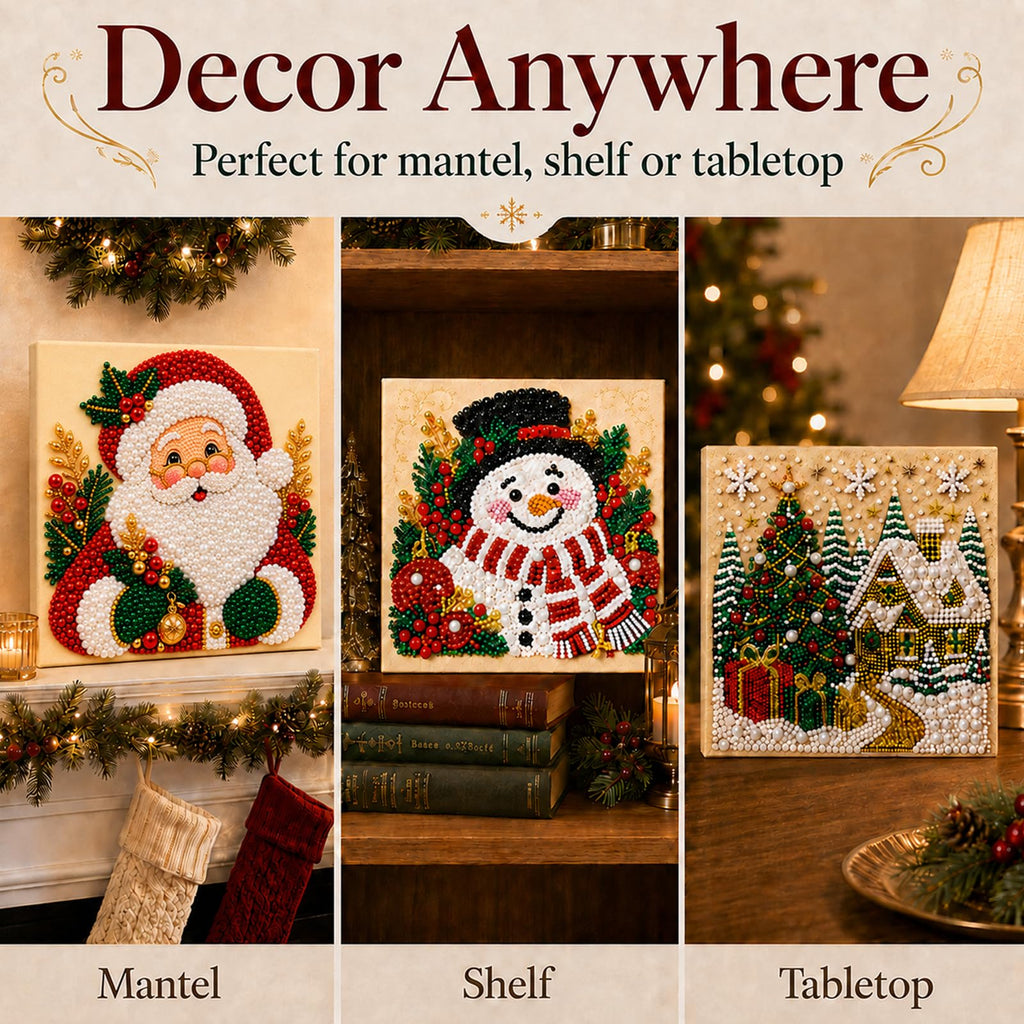Diamond and Pearl Art Kits for Adults, Christmas Decorations, Framed Decor