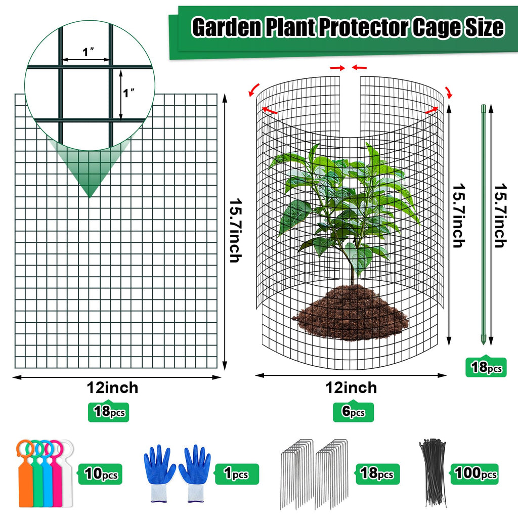 6 Set Wire Plant Protector from Animals - 12"x16" 18Pcs Metal Mesh