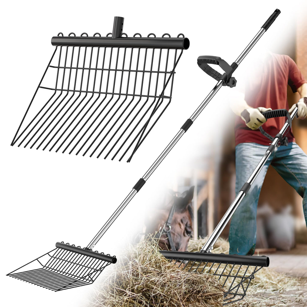 Manure Fork with 2 Metal Durafork Replacement Heads and 1 Steel Handle