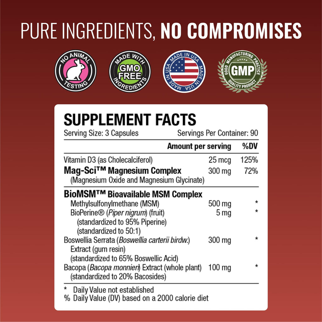 Approved Science Fibroprin - Ease Nerve and Muscle Aches - Improve Mobility - 270 Capsules - 3 Month Supply - Made in The USA