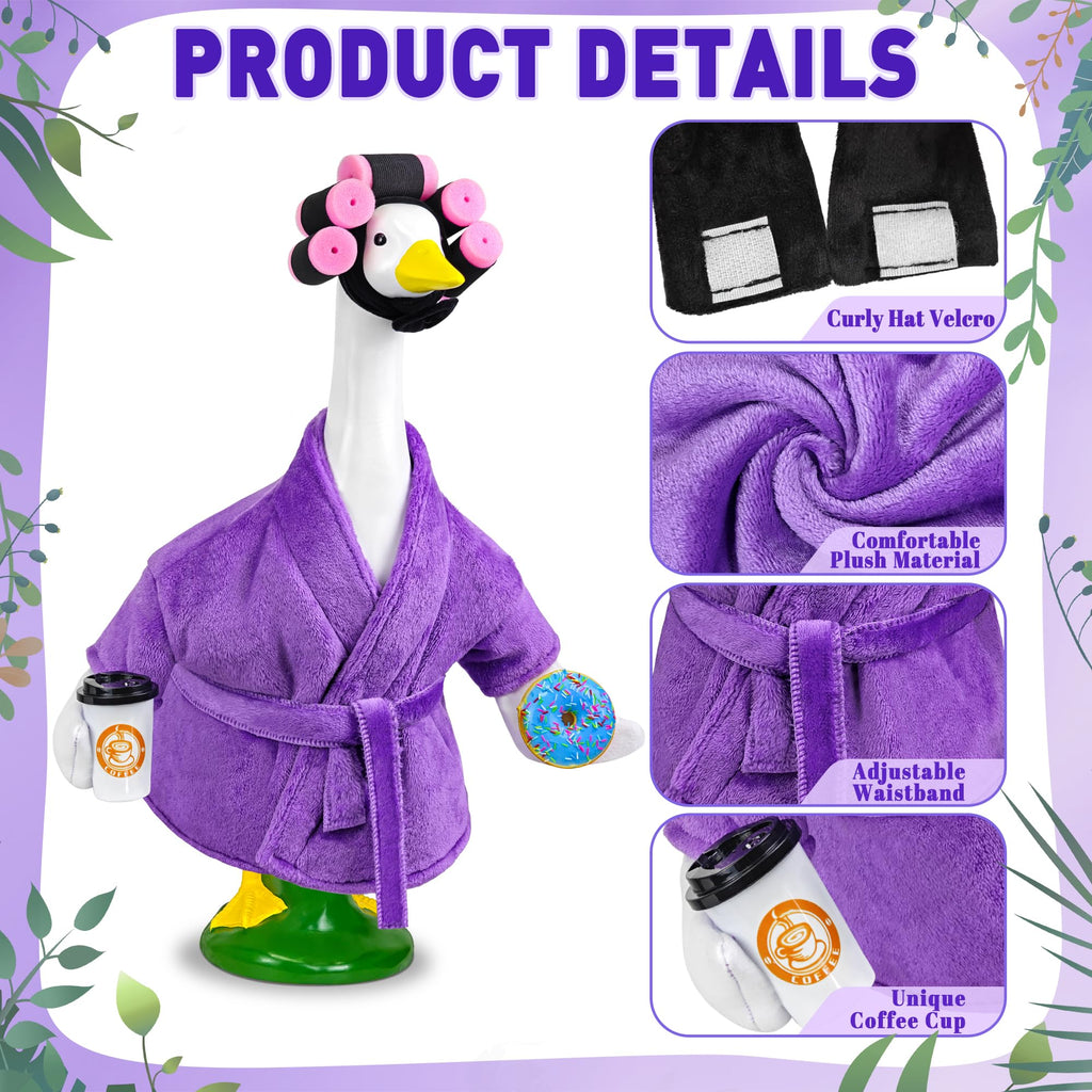 Ueyben Lady Porch Goose Outfits, Porch Goose Robe and Curlers Bathrobe