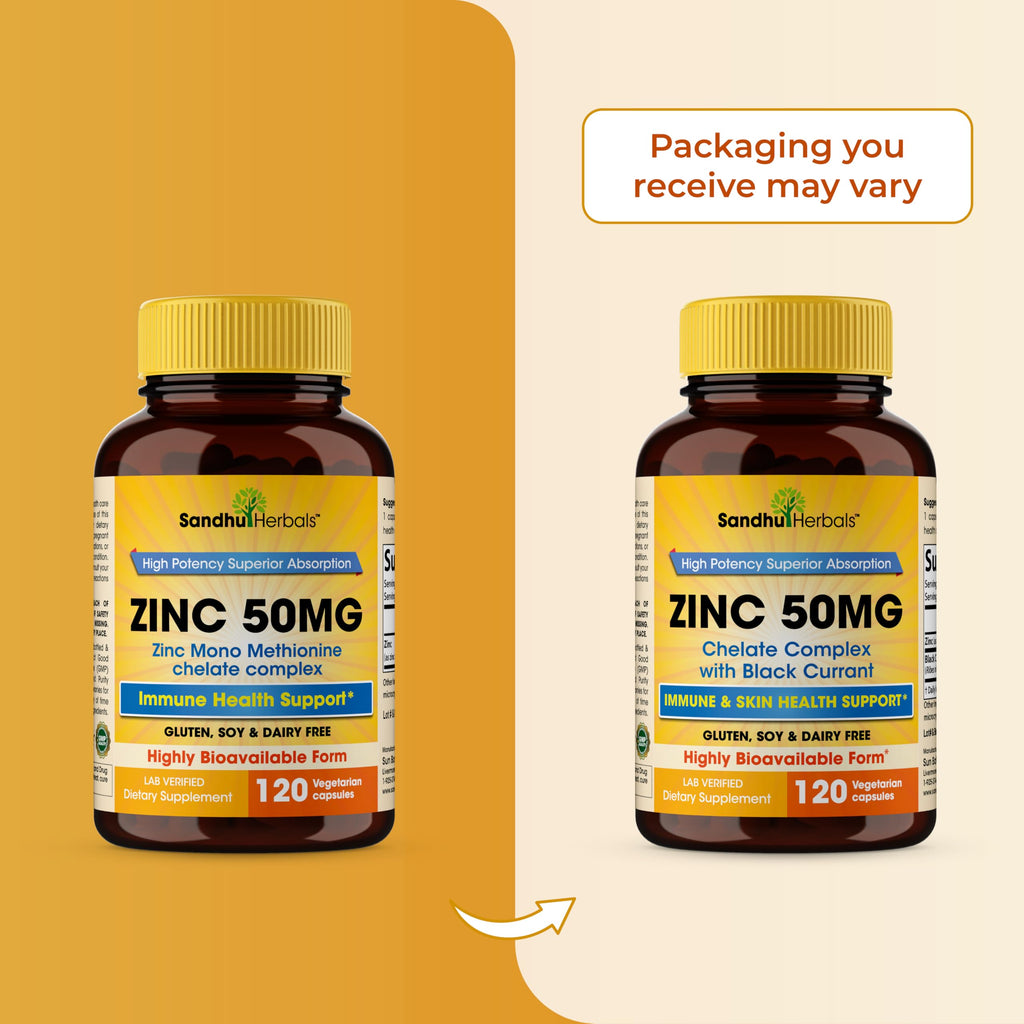 Zinc 50mg Capsules for Men and Women, 120 Count | Highly Absorbable Zinc Supplements for Immune System Support | Zink 50 mg Mono Methionine Chelated Complex |Helps with Skin Health & Overall Immunity