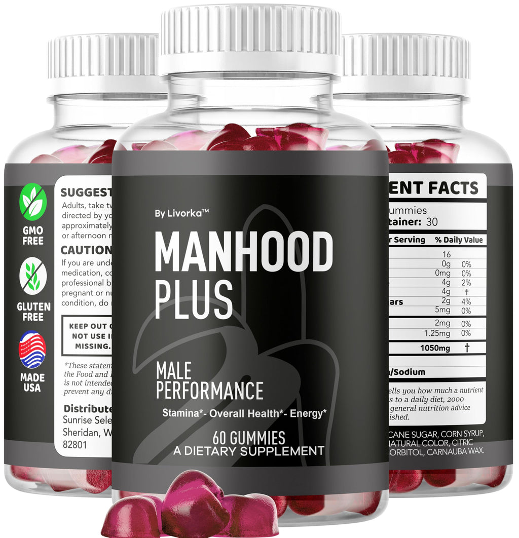 (3 Pack) Manhood Plus - Manhood Plus Gummies For Men, Manhood Plus 1050mg Gummies, Manhood Plus Supplement Support Gummies Premium Formula, Manhood Plus Natural Formula, 180 Gummies For 3 Months