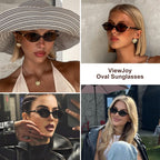 ViewJoy Retro Oval Sunglasses for Women Vintage 90s Y2K Trendy Sun Glasses