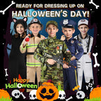 Metemot Army Costume for Boys, Halloween Soldier Military Costume for Kids