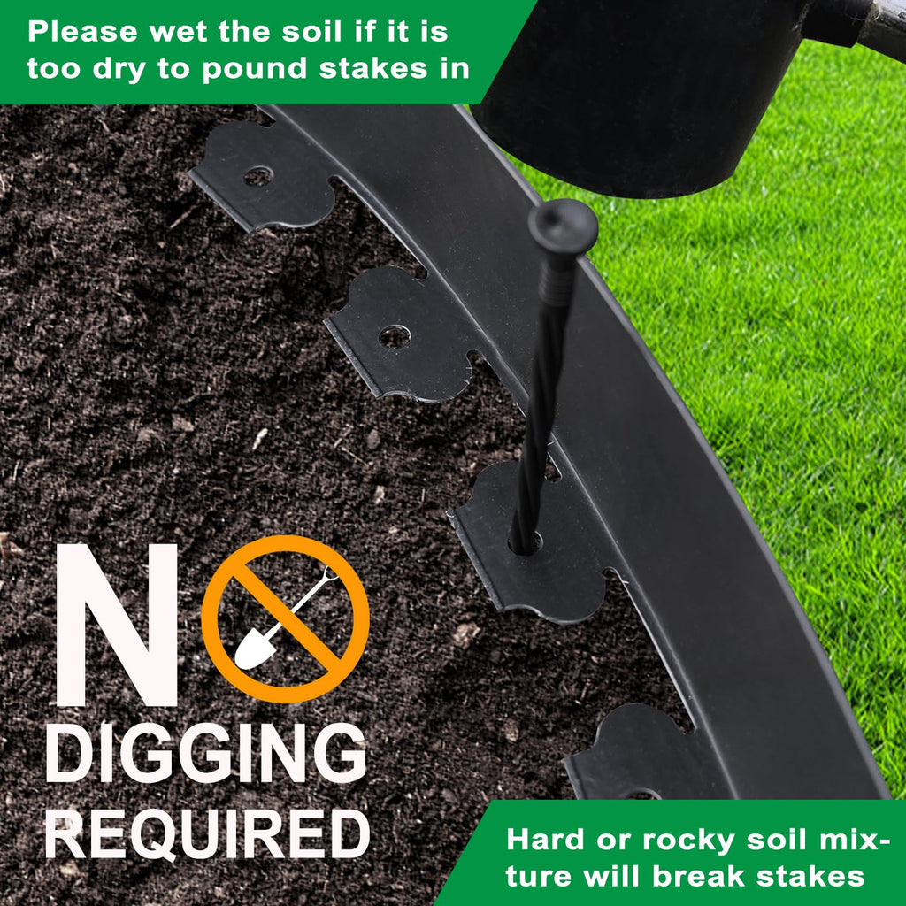 Hugeleaf Landscape Edging Kit Garden Edging 40 Ft with 48pcs Spikes