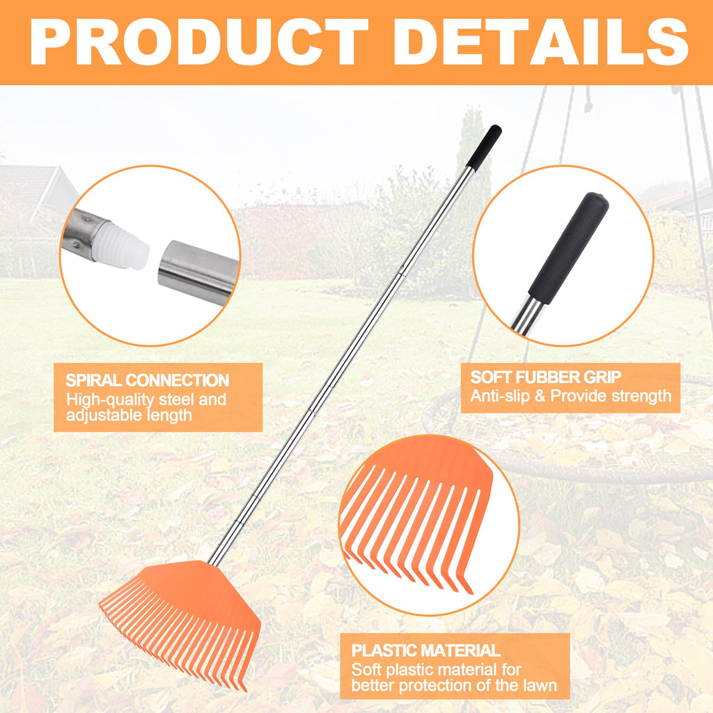 YEELOR Leaf Rake with 16.5‑inch Plastic Head
