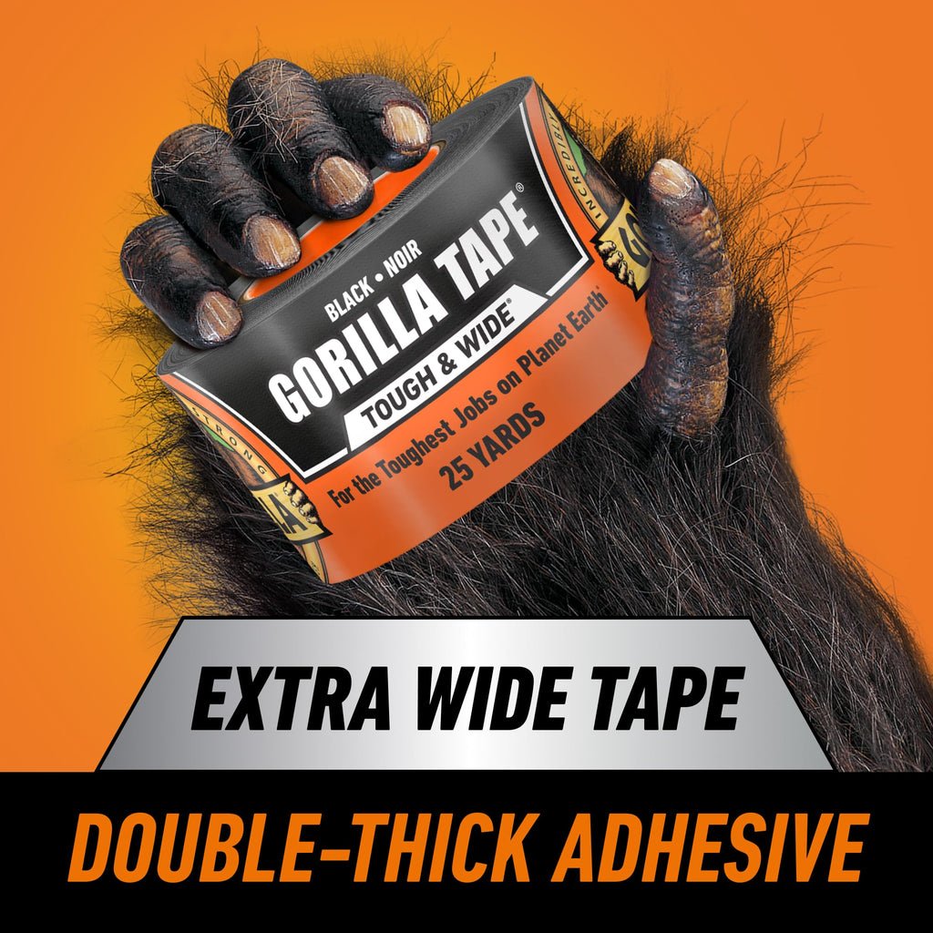 Gorilla Tape Tough & Wide, Black Tape, 2.88" x 25 yd (Pack of 1) - Heavy Duty and Weather Resistant for Indoor or Outdoor