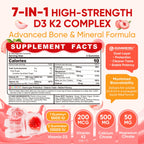 Vitamin D3 K2 Gummies 5000IU / 10,000 IU with 500mg Calcium + K2(MK-7) 200mcg, Magnesium, Vitamin C & Zinc, Extra Strength - Ultimate Absorbency for Bones, Muscles, Teeth, Vegan, 60 Count (Pack of 1)