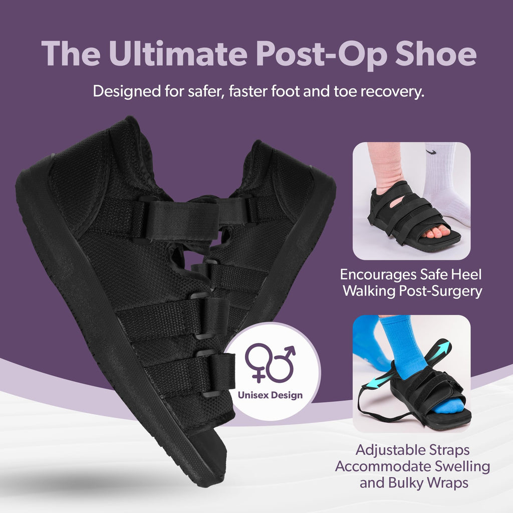 BraceAbility Post Op Shoe - Adjustable Orthopedic Medical Walking Boot for Broken Foot, Broken Toe, Stress Fracture and Injuries, Universal Cast Shoe for Men and Women After Foot Surgery (M - Female)