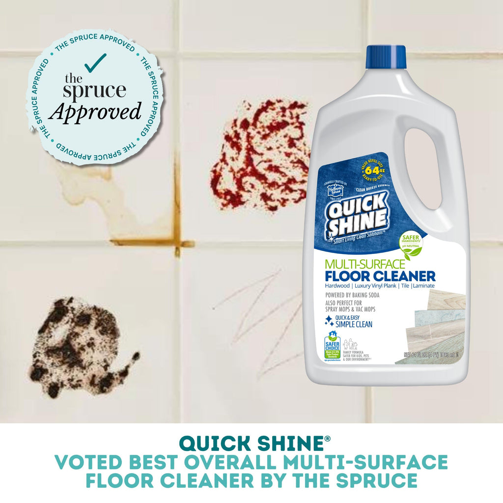 Quick Shine Multi Surface Floor Cleaner 64oz, Ready to Use-Streak Free-No Rinse, Use on Hardwood, Laminate, Luxury Vinyl Plank & Stone, Use in Spray Mops & Vac Mops, Safer Choice Cleaner