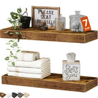 QEEIG Bathroom Floating Shelves for Wall (Brown, Set of 2, 15.7")
