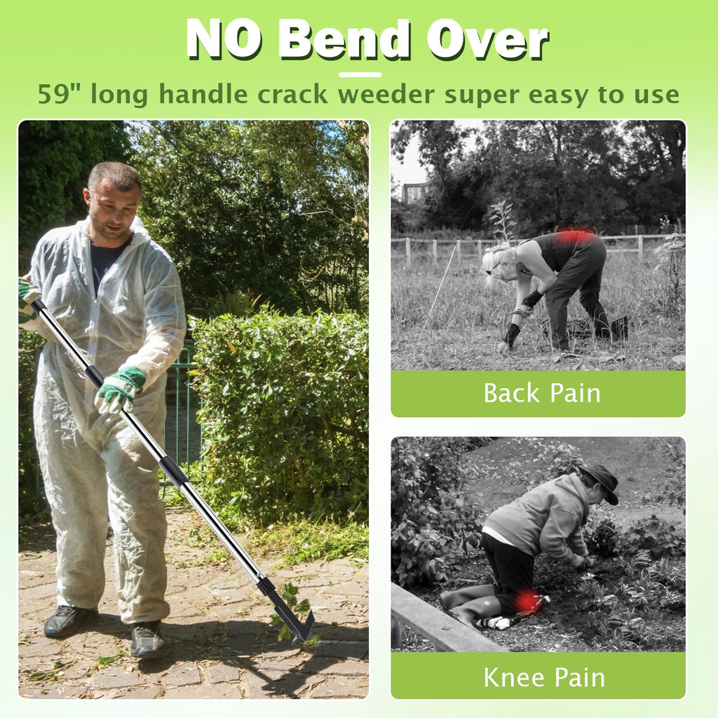 LAWFYMORI Crack Weeder with Long Handle, 60" Manual Crevice Weeding Tool