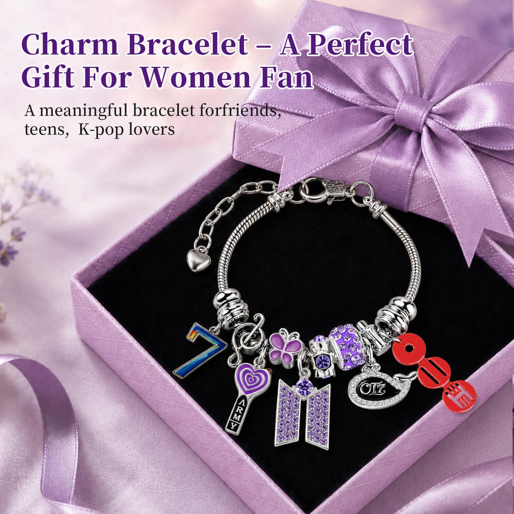 CelyBoutique ARMY-Inspired Stainless Steel Bracelet Adjustable Lobster Clasp Chain K pop Fan Jewelry Friendship & Motivational Gift for Women