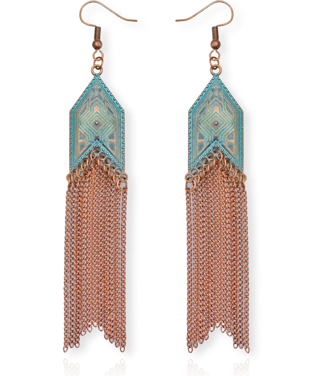 Western Jewelry for Women, Boho Dangle Chain Earrings