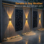Ellasay Solar Fence Lights Outdoor: 6-Pack Solar Powered Wall Lights Up and Down Waterproof IP65-3 Color Brighter LED Focus Lens SolarLights Dusk to Dawn 12h for Patio/Backyard/Porch/Railing
