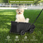 Foldable Pet Wagon with Handle, Pink and Black, Rolling Dog Stroller Cart (Black)