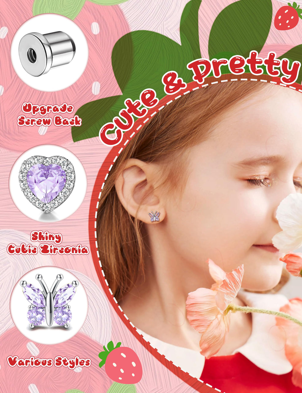 THUNARAZ Hypoallergenic Stud Earrings for Girls Women Birthstone Earrings