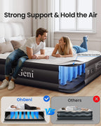 OhGeni Twin Air Mattress with Built in Pump for Guest, 18in Tall Colchon Inflables Blow Up Air Bed with Carrying Bag for Camping, Raised Elevated Double Airbed, Foldable & Portable Air Mattress, Black