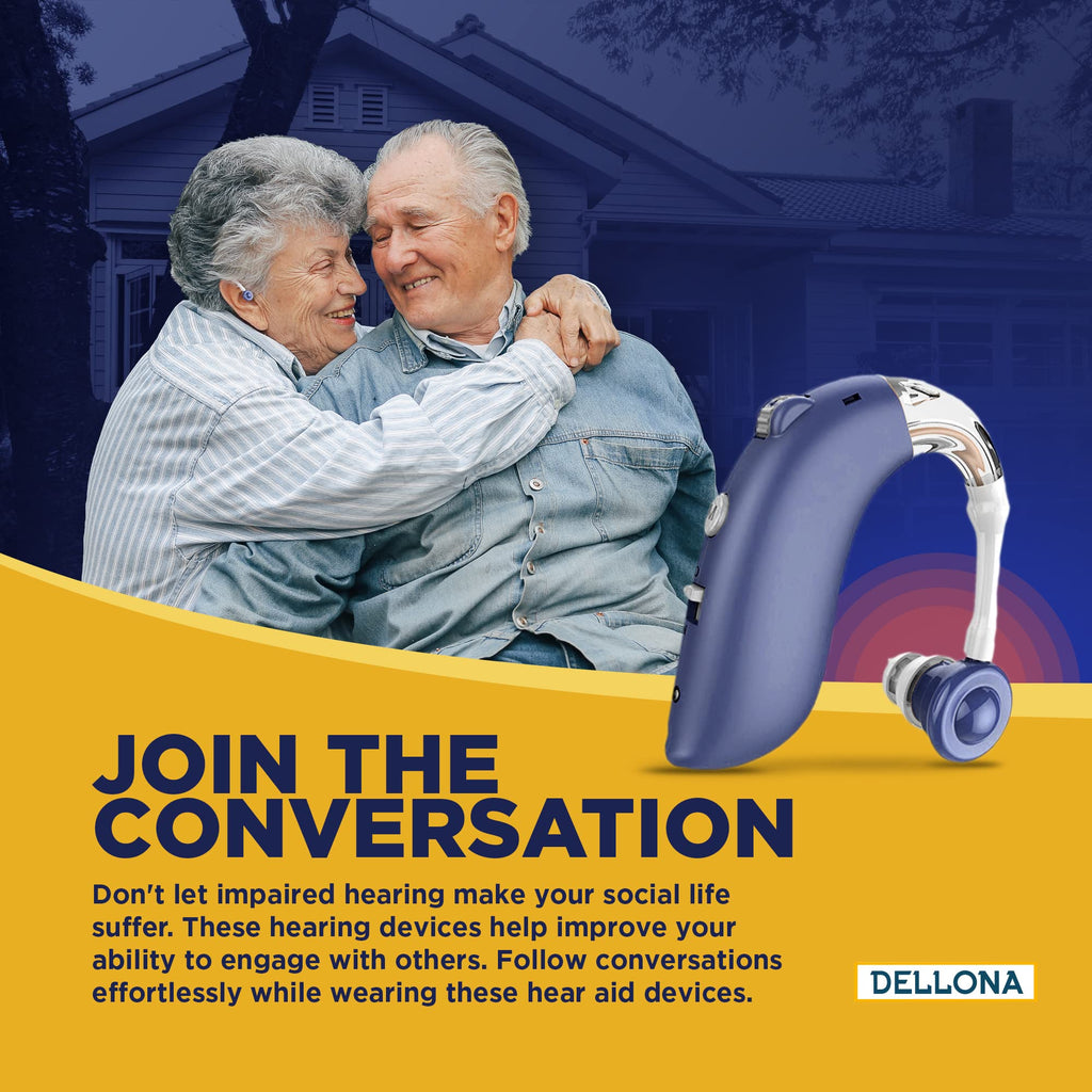 DELLONA High-Performance Hearing Aids for Seniors Severe Hearing Loss, Rechargeable with Noise Cancelling (Pair), 4 Modes - Comfort Design Ear Hearing Aid, PSAP