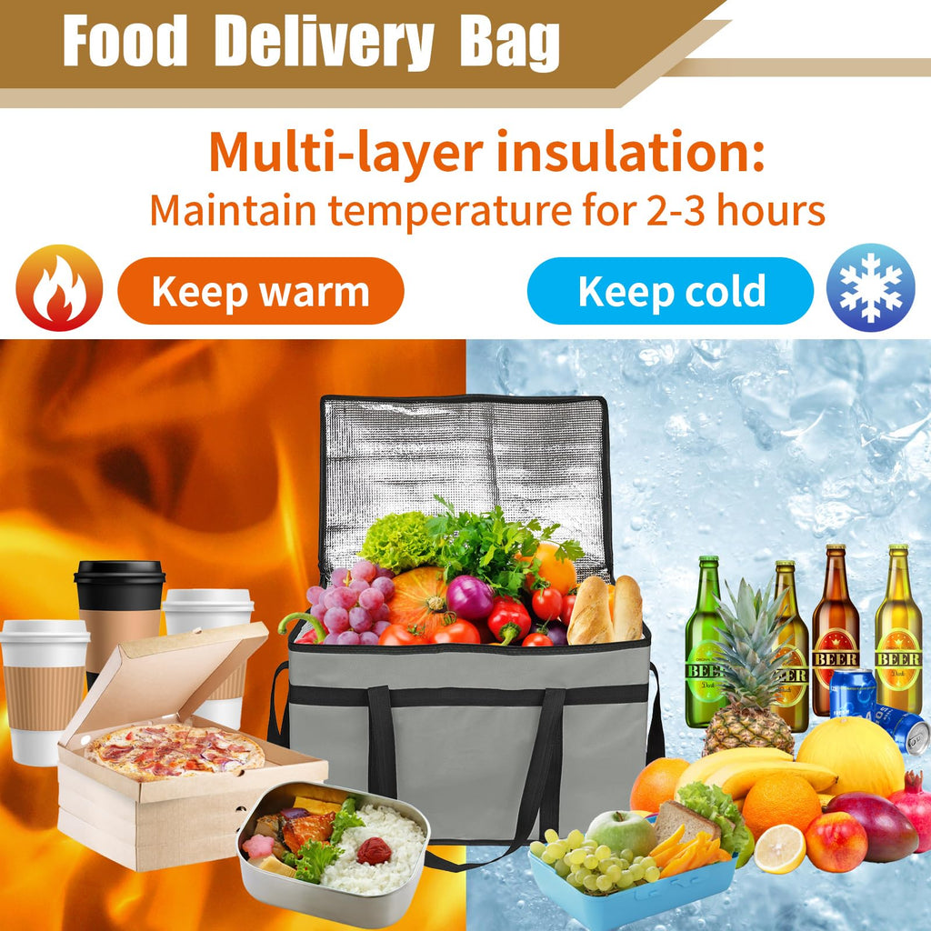 2 Pack Insulated Food Delivery Bag, XXXL Catering Bag for Keep Food Warming