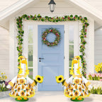 JcHrmers Sunflower Goose Outfit Sunflower Dress and Straw Hat Porch Goose Clothes Fits 23" Cement or Plastic Goose Statue for Spring Summer Outdoor Garden Lawn Yard Patio Decor