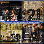 Pooqla Decorative Led Light Up Number Letters, Black Plastic Marquee Number Lights Sign for 50th Birthday Party Wedding Decor Battery Operated Black Decoration 50