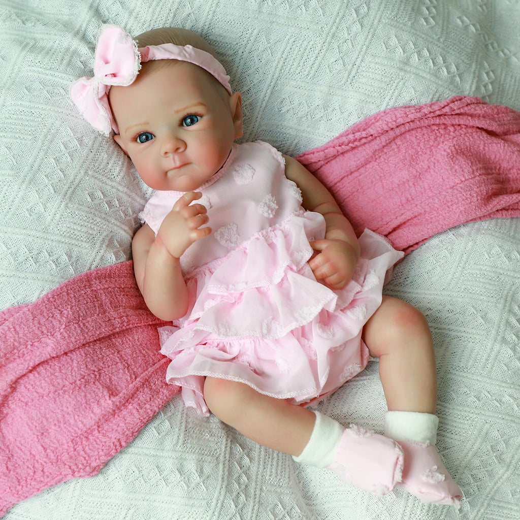 KSBD Realistic Reborn Baby Dolls - 20 Inch Cute Lifelike Real Life Baby Dolls Newborn Baby Dolls Girl with Soft Full Vinyl Body and Accessories can Swimming for 3+ Years Old Kids Gifts