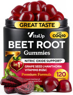 VitaUp Beet Root Gummies – Beetroot Gummies with CoQ10, Grape Seed, Vitamin C, B12 & B3 – Nitric Oxide Gummies for Circulation Support – Beet Supplement for Energy & Immune Support – 120 Beets Chews