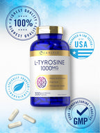 Carlyle L Tyrosine Capsules 1000mg | 300 Count | Therapeutic Grade | for Men and Women | Non-GMO & Gluten Free Supplement