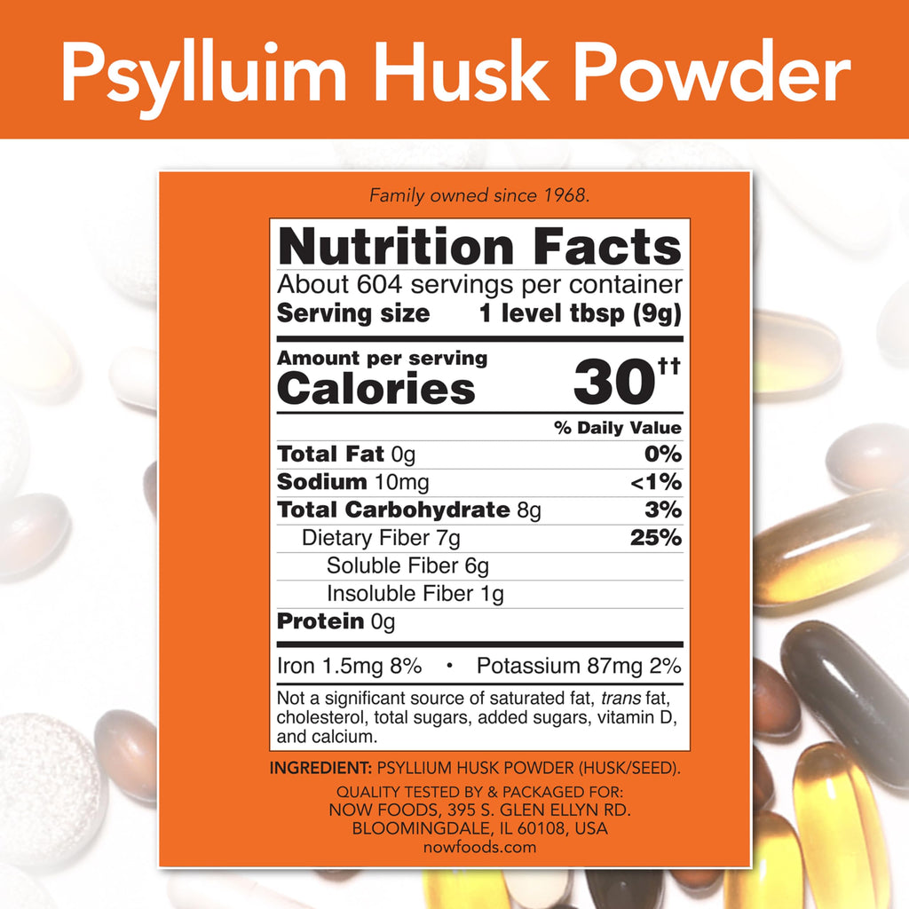 NOW Foods Supplements, Psyllium Husk Powder, Non-GMO Project Verified, Soluble Fiber, 12-Pound