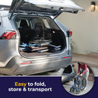 Drive Medical Blue Streak Lightweight Wheelchair - Portable Folding Mobility Aid - Swing-Away Footrests - Desk Arms - Durable Steel Frame - Easy Transport & Storage - 16-Inch Seat