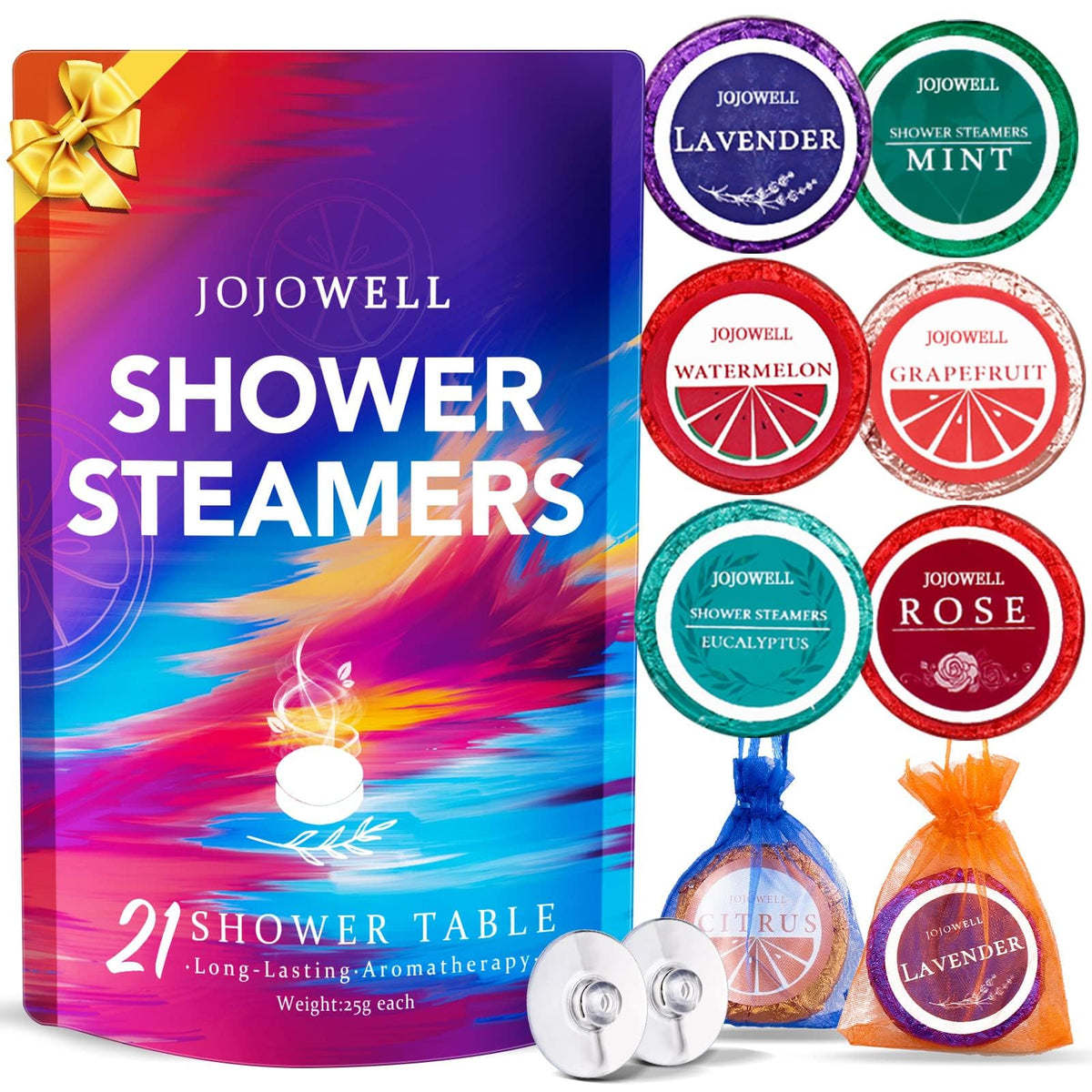 JoJowell Shower Steamers Aromatherapy 21 Pack, Birthday Gifts for Women, Self Care Spa Gift Set with Essential Oils, Christmas Stocking Stuffers Gifts for Mom Wife He