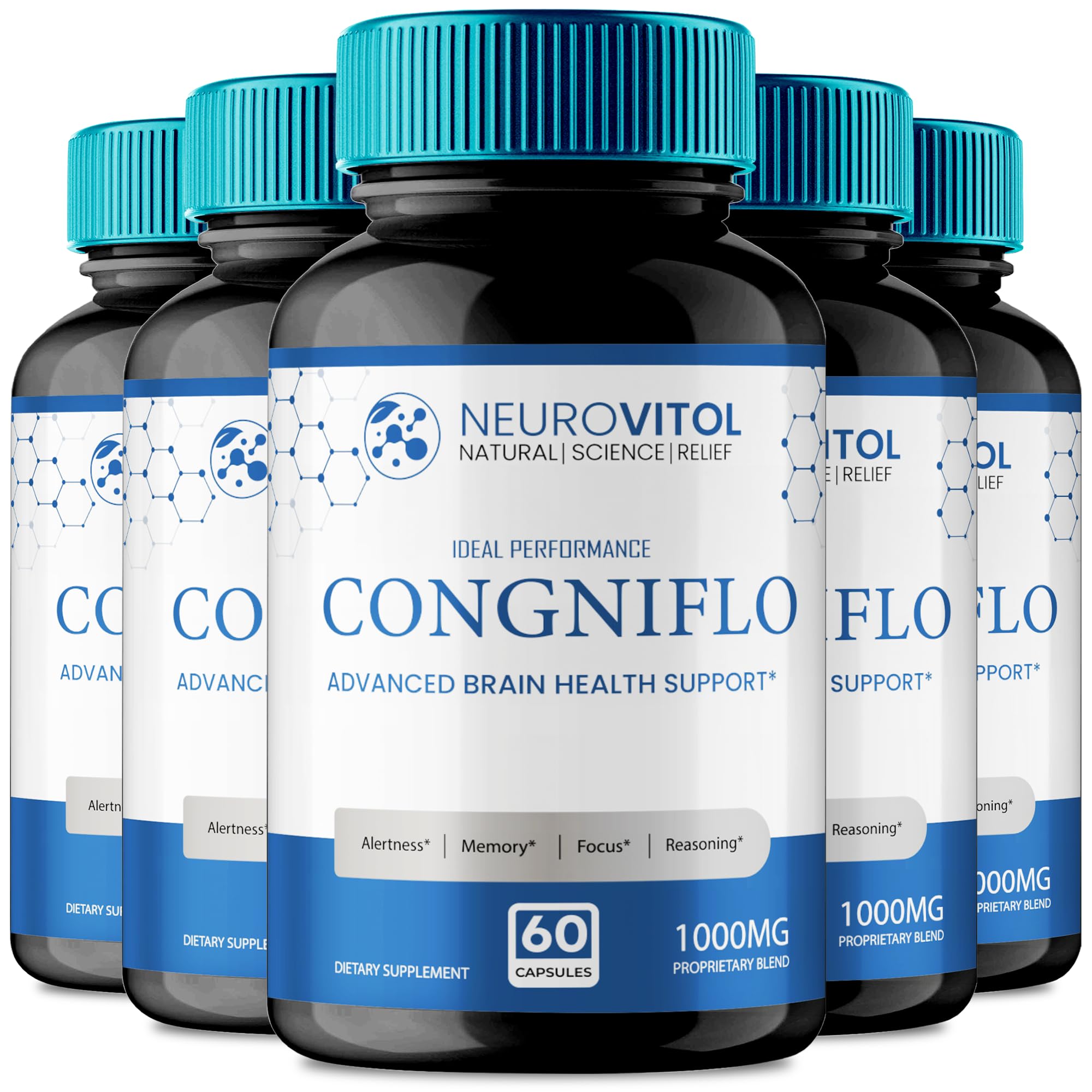 NeuroVitol Cogniflo Capsules, Official NeuroVitolCogniflo Supplement for Brain Health & Memory Support - Maximum Strength, Advanced Formula Nootropic Pills, NeuroVitol Cogniflo Reviews (5 Pack)